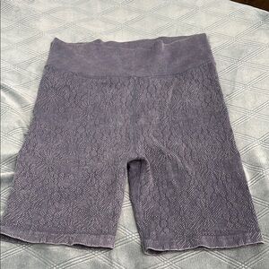 Lavender Bike Shorts with Seamless Waistband and Texture